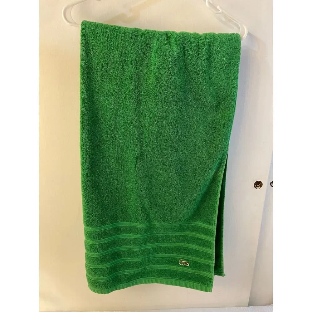 Lacoste izod green ribbed towel 29x53” alligator logo‎